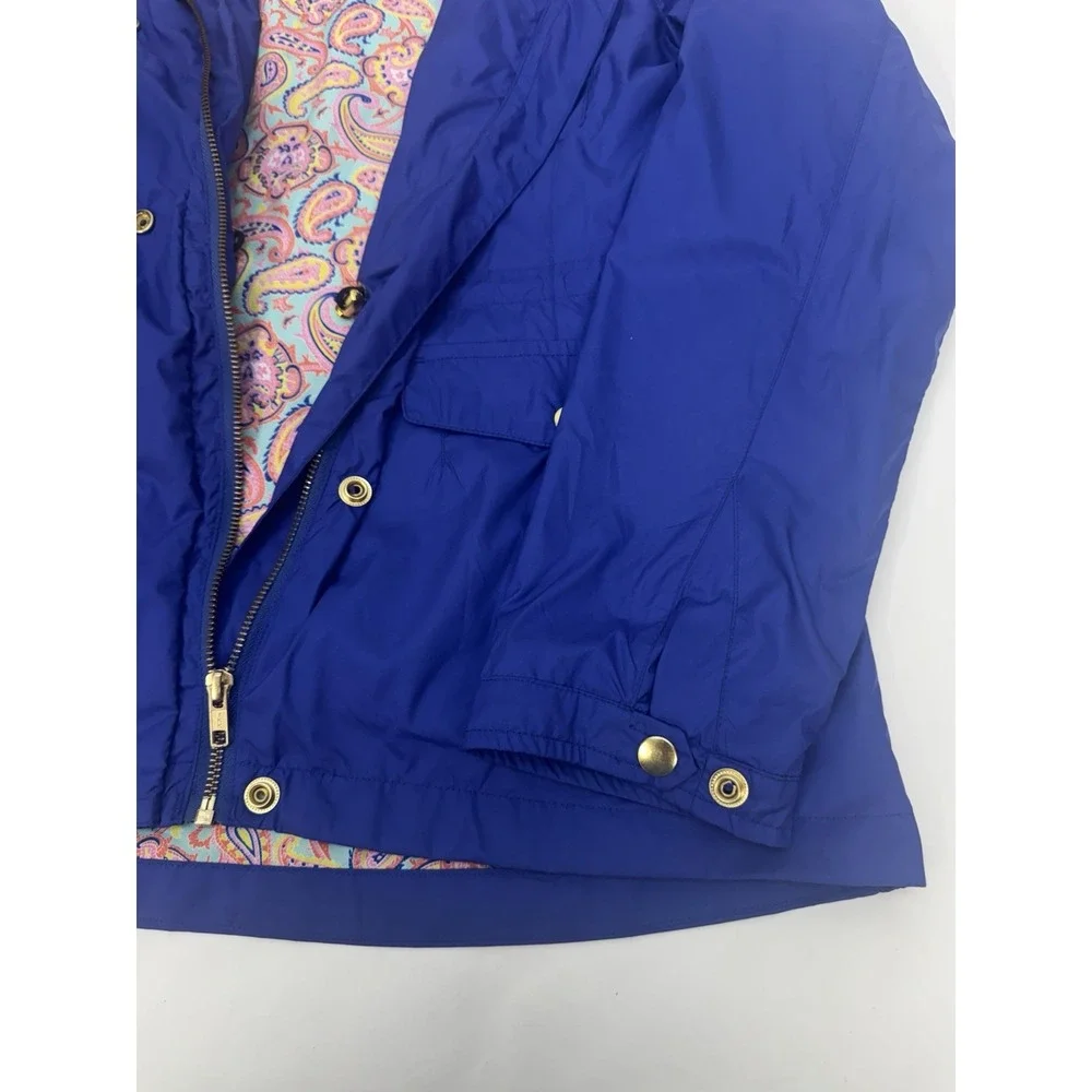 Peter Millar Women's Full Zip Lightweight Jacket Blue With Paisley Lining MEDIUM